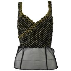 Museum Quality Atelier Versace Silk Metal & Black Jet Bodice 10