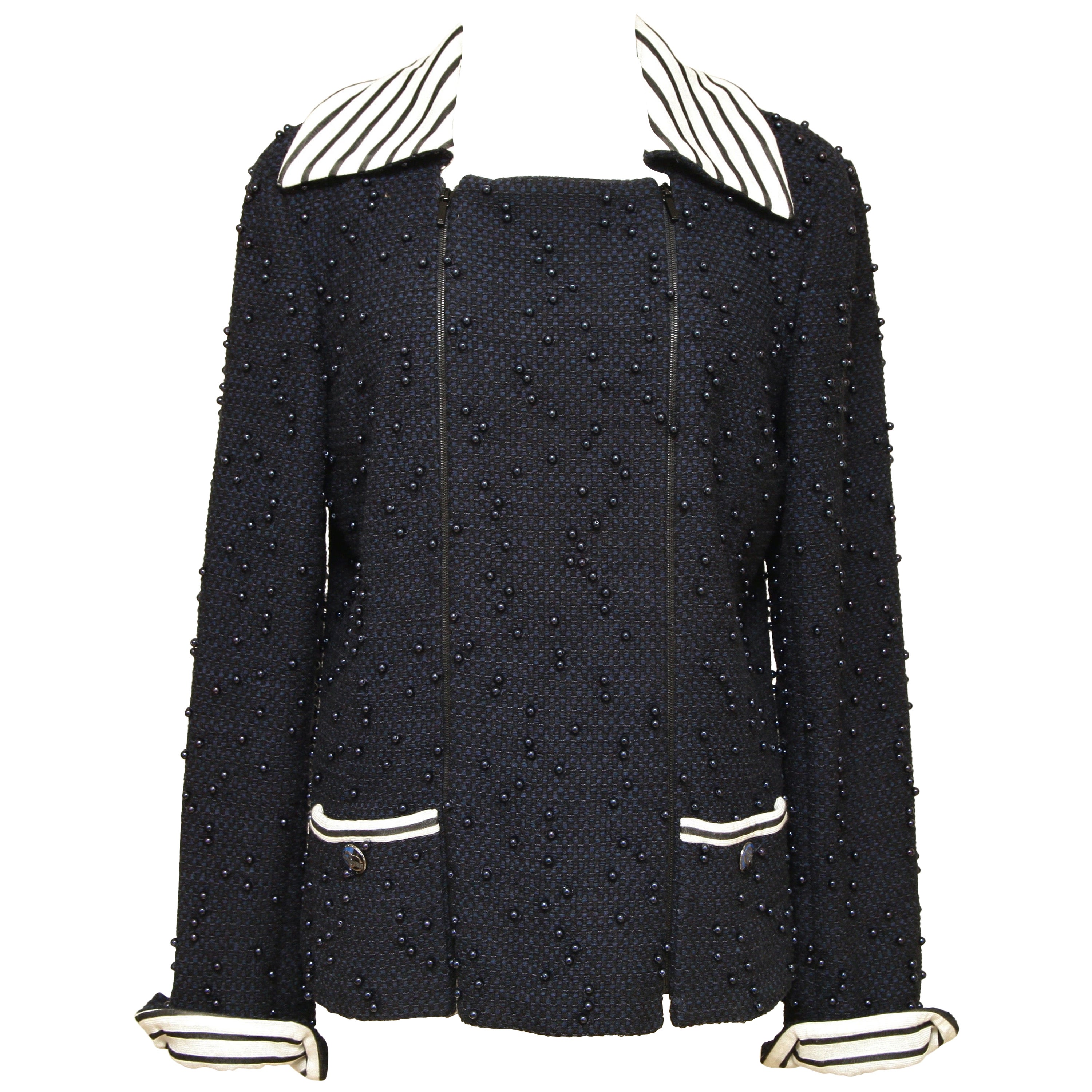 chanel black tweed jacket blazer