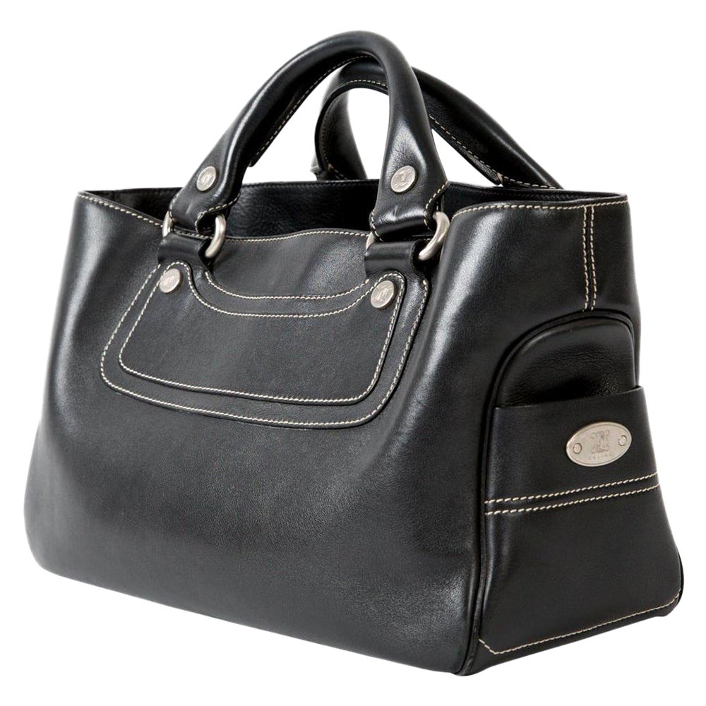 Black Celine Leather Boogie Tote Bag For Sale