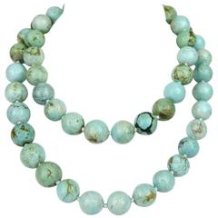 Massive Turquoise Ball 36" Long Necklace
