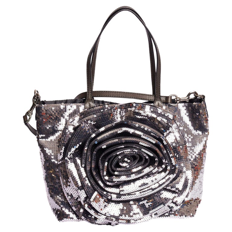 Valentino Silver/Grey Flower Sequins For Sale at 1stDibs