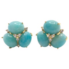 Stunning Triple Oval Amazonite Vermeil Earrings