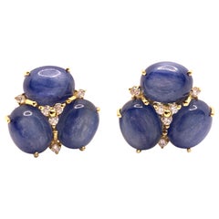 Splendidi orecchini ovali tripli di kyanite blu in vermeil