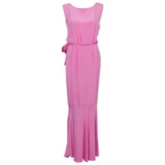 1960's Shocking Pink Silk Evening Gown 