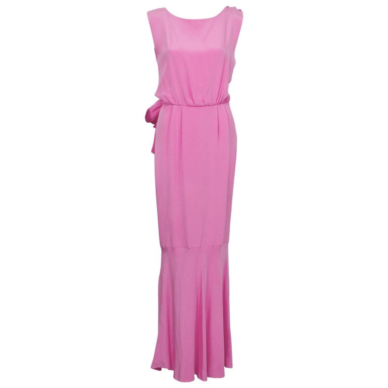 1960's Shocking Pink Silk Evening Gown at 1stDibs
