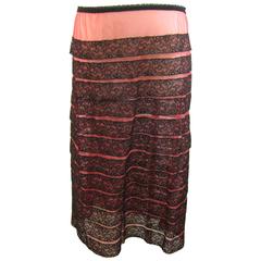 Vintage Schiaparelli Pink and Black Nylon Slip Elastic Waist