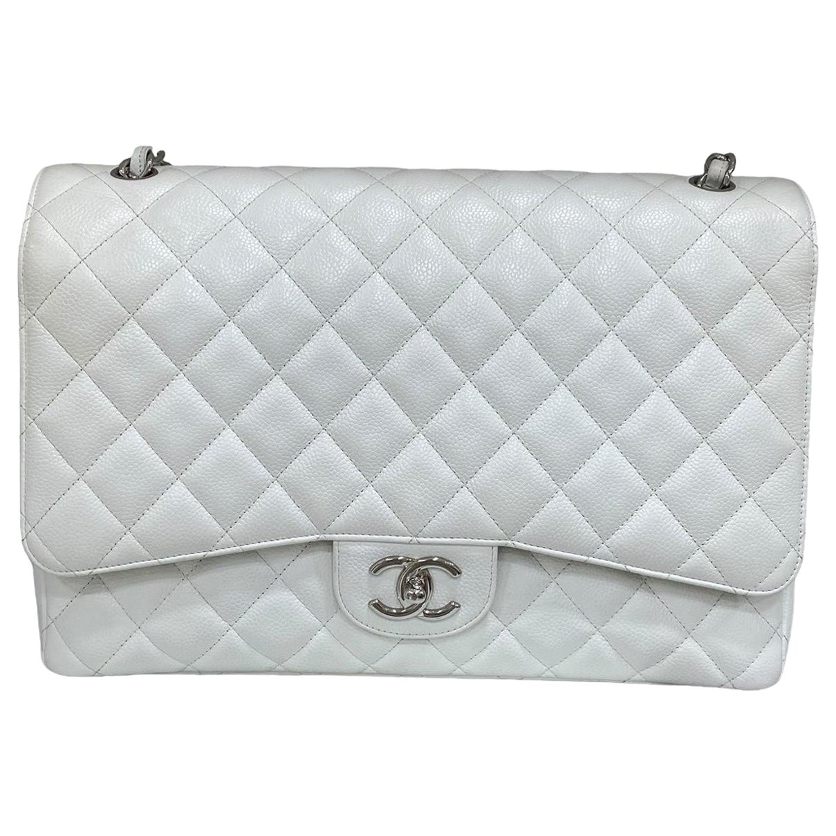2011 Chanel Maxi Jumbo White Shoulder Bag For Sale at 1stDibs