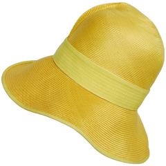 Vintage James Galanos golden yellow straw cloche hat 1960s