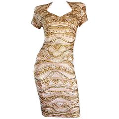 Naeem Khan Riazee Vintage Open Back Sequin + Beaded Bodycon Size 8 Wiggle Dress 5