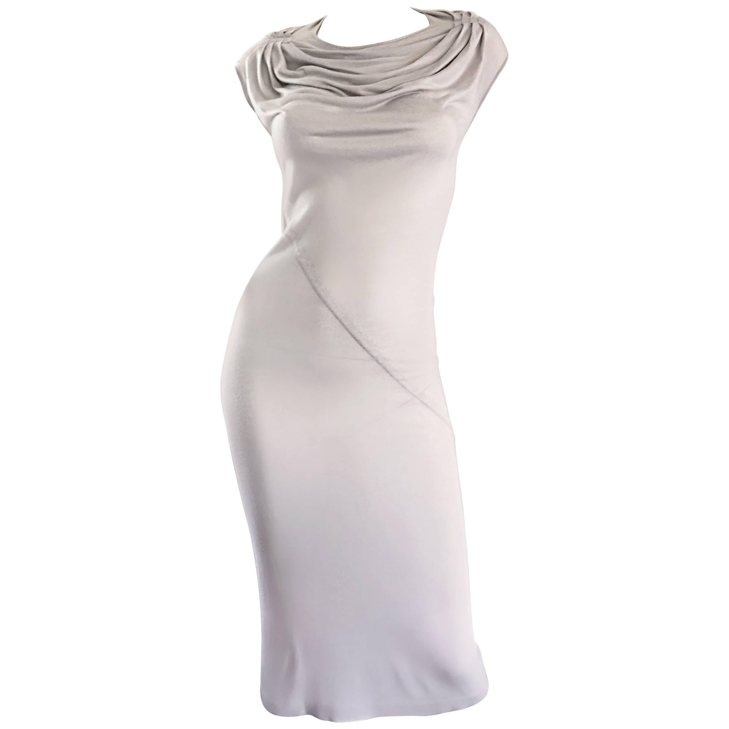 Rick Owens " Vicious " Pearl SS 2014 - Vestito grigio chiaro con drappeggio sul corpo - T Shirt in vendita