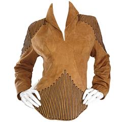 Amazing Vintage Jean Claude Jitrois Couture Numbered Leather Suede Tunic Top