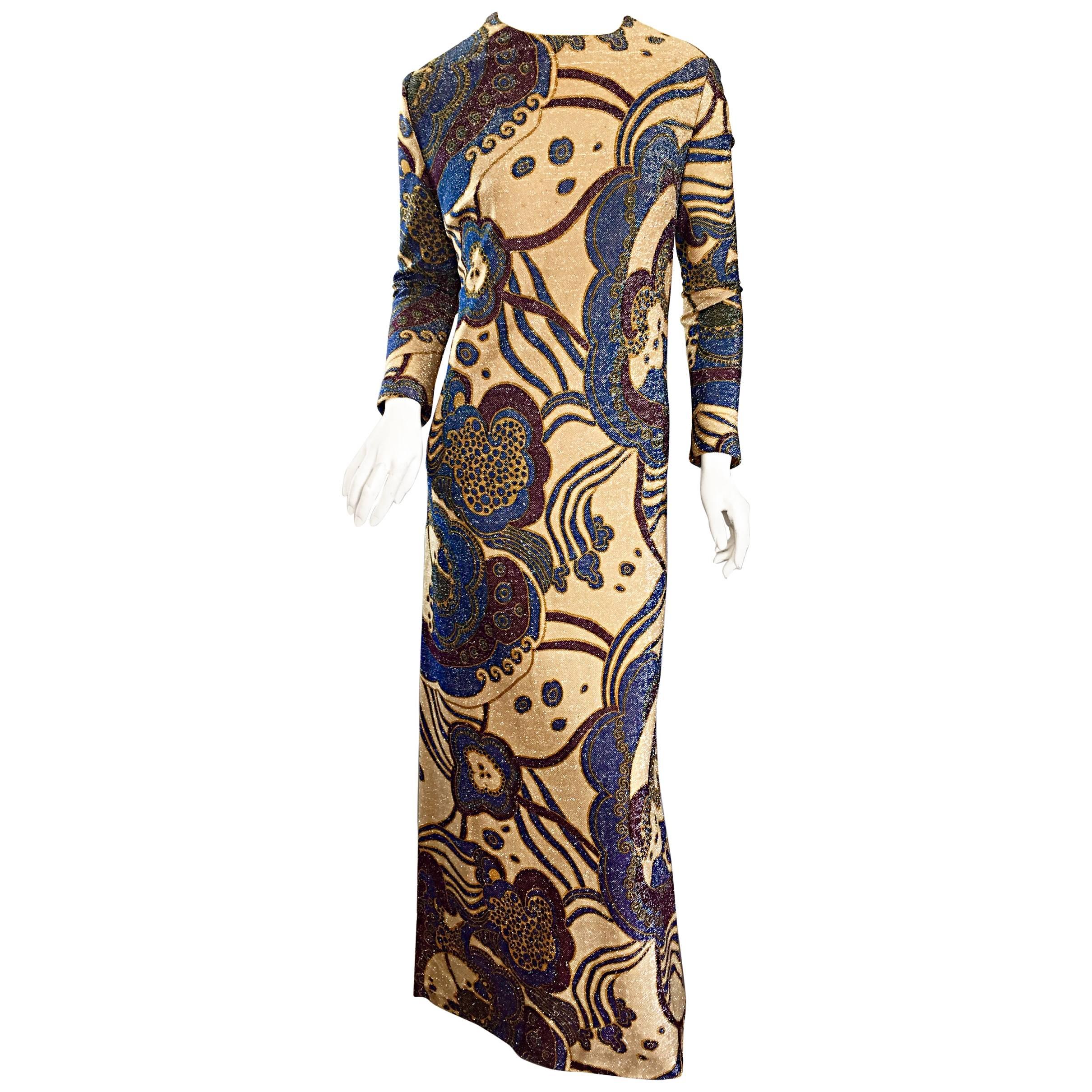 1960s Jean Louis Scherrer Haute Couture Number Gold Silk Lurex Vintage 60s Dress