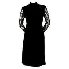 1960's PIERRE BALMAIN haute COUTURE velvet dress with sheer lace detail