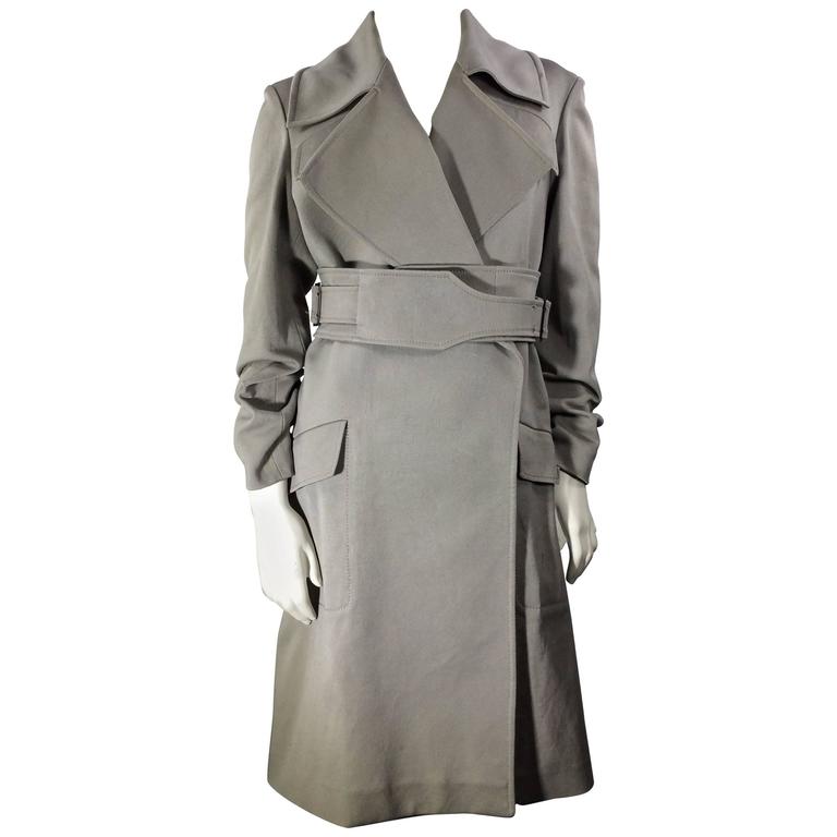 Gucci Grey Belted Trench Coat For Sale at 1stDibs