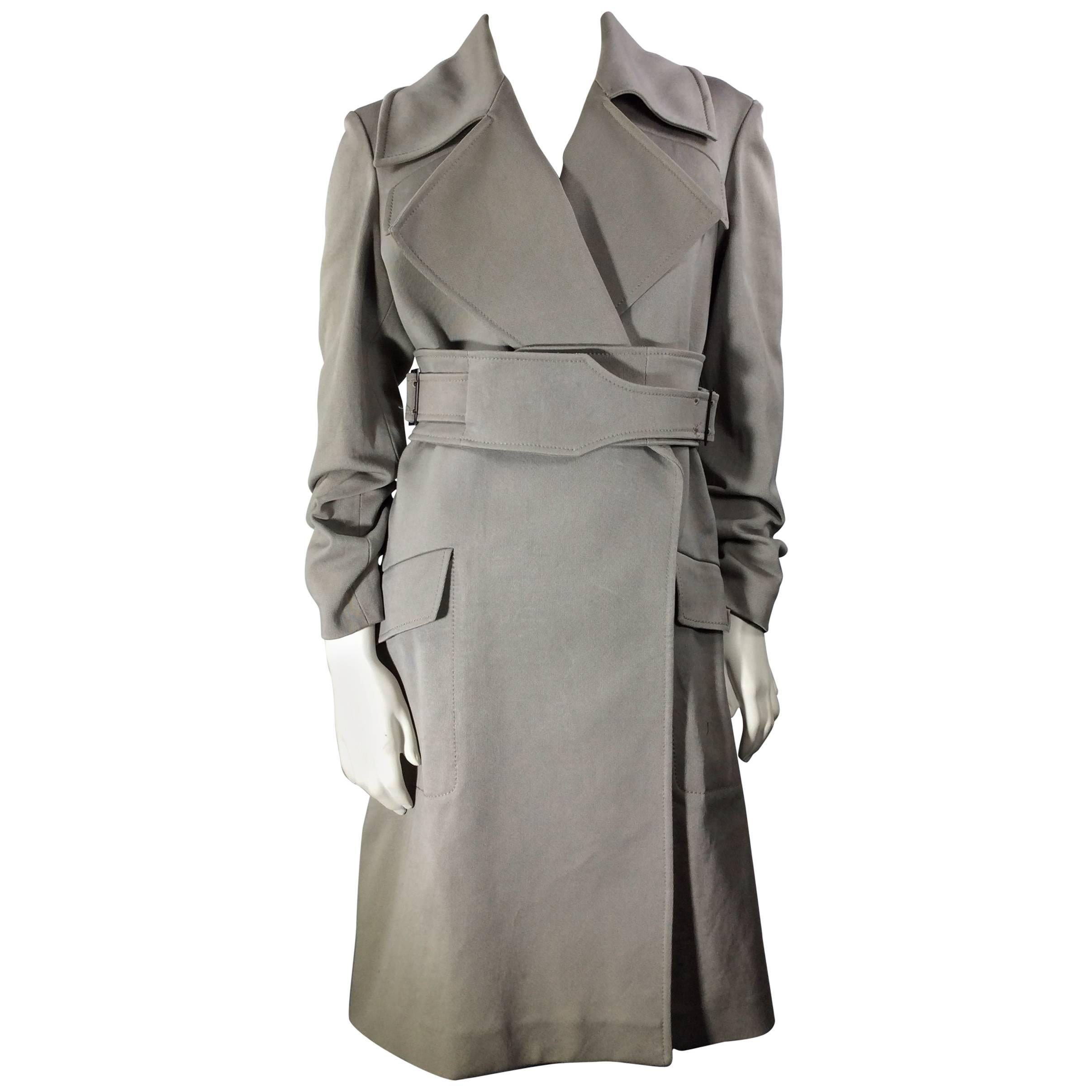 Gucci Grey Belted Trench Coat For Sale