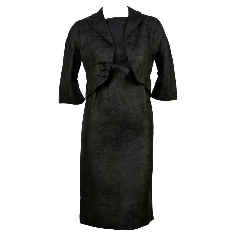 1960's Cristóbal Balenciaga haute couture black brocade dress and ...