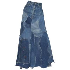 Vintage Levis Denim Big E PatchworkCustom Maxi Skirt