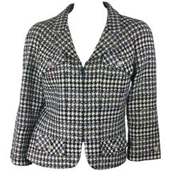 Chanel 2006 Black and White Houndstooth Zipped Jacket