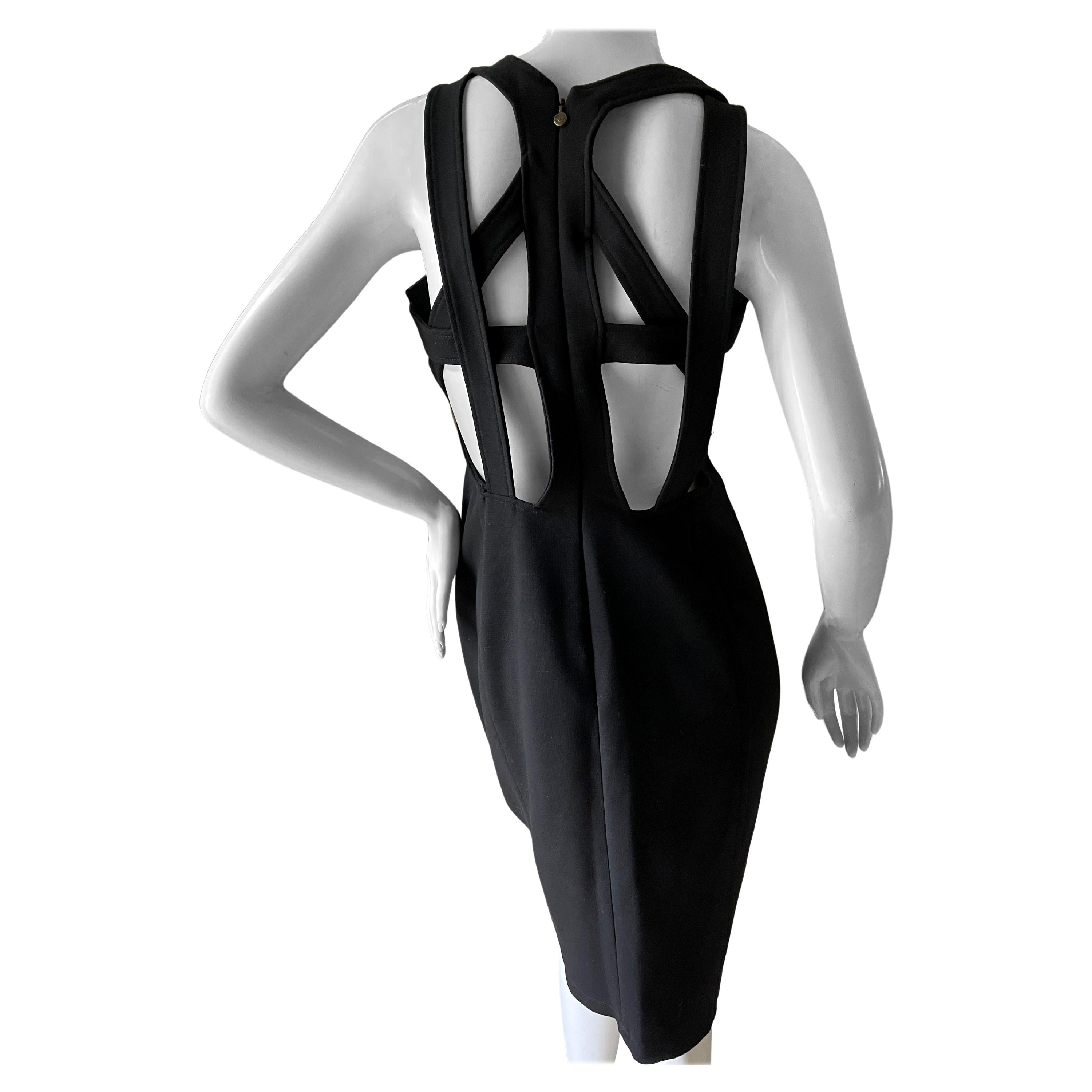 Roberto Cavalli for Just Cavalli Vintage Little Black Dress w Bondage Strap Back For Sale