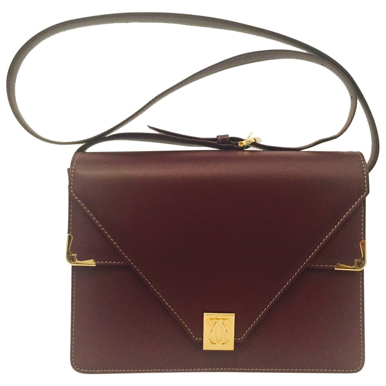 Classic Must de Cartier Calf Envelope Shoulder Double Flap Bag With GHW