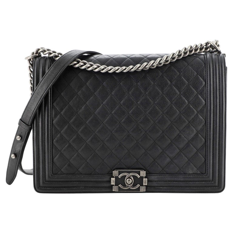 Chanel Boy Flap Bag Quilted Caviar Large For Sale at 1stDibs