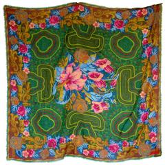 Vintage Christian Lacroix Bold Floral Print Shawl Scarf Silk Blend 46in 12
