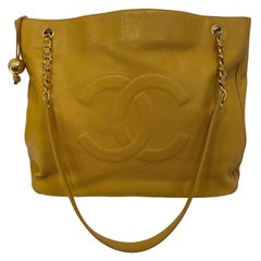 Chanel Yellow Big Tote Shoulder Bag Vintage 