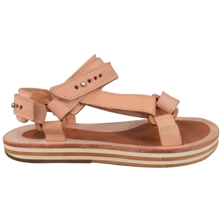 beige leather sandals