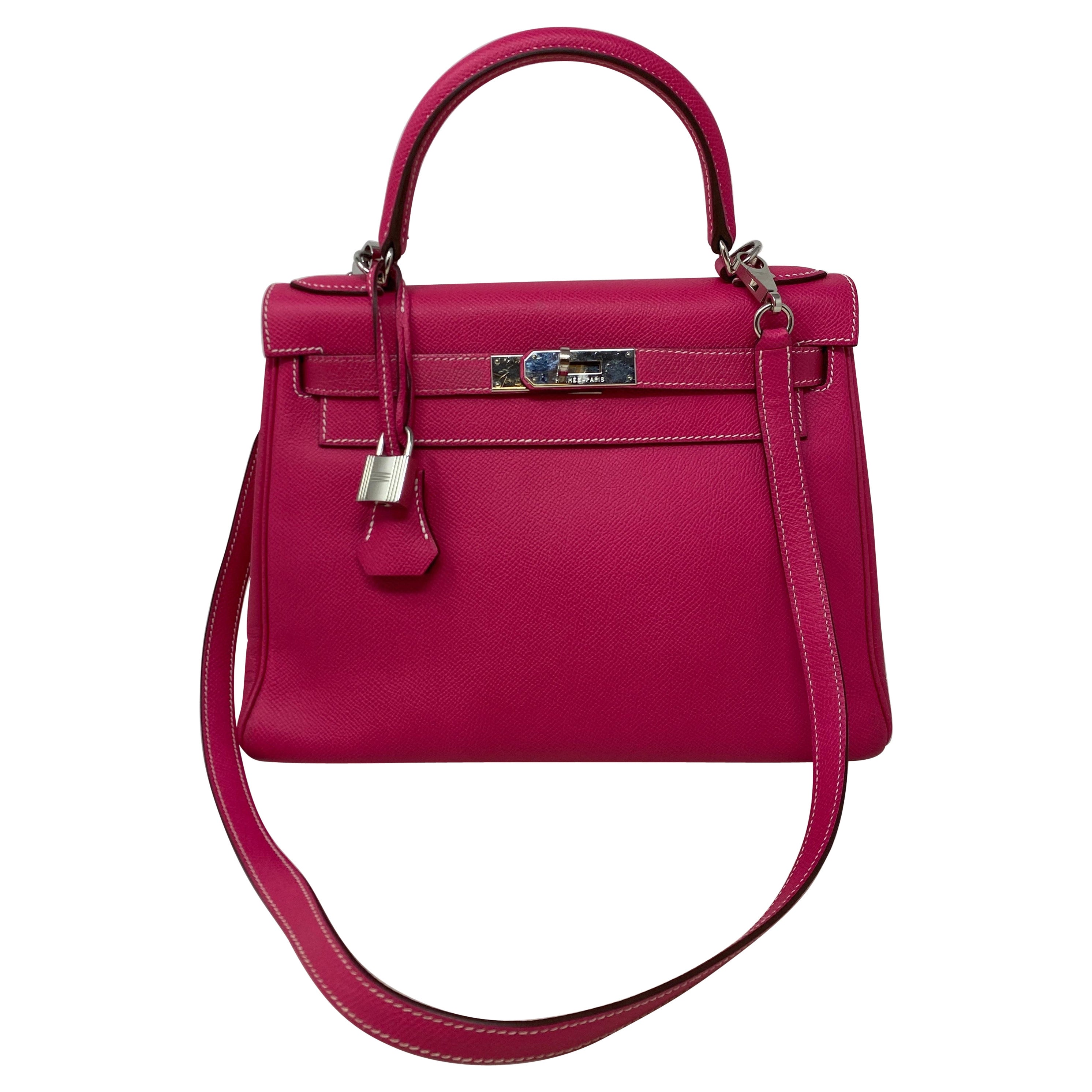 Hermes Rose Tyrien Kelly 28 Bag 