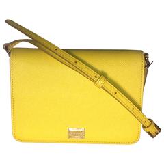 New with Tags Dolce & Gabbana Yellow Leather Cross Body Purse Bag