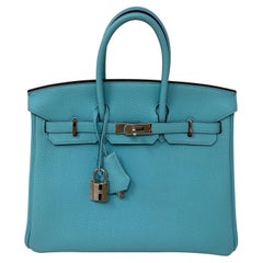 Hermes Blue Atoll Birkin 25 Bag