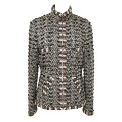 CHANEL Tweed Jacket Blazer Metallic Black Cream BOMBAY Coat Collar 2012 40 $8610