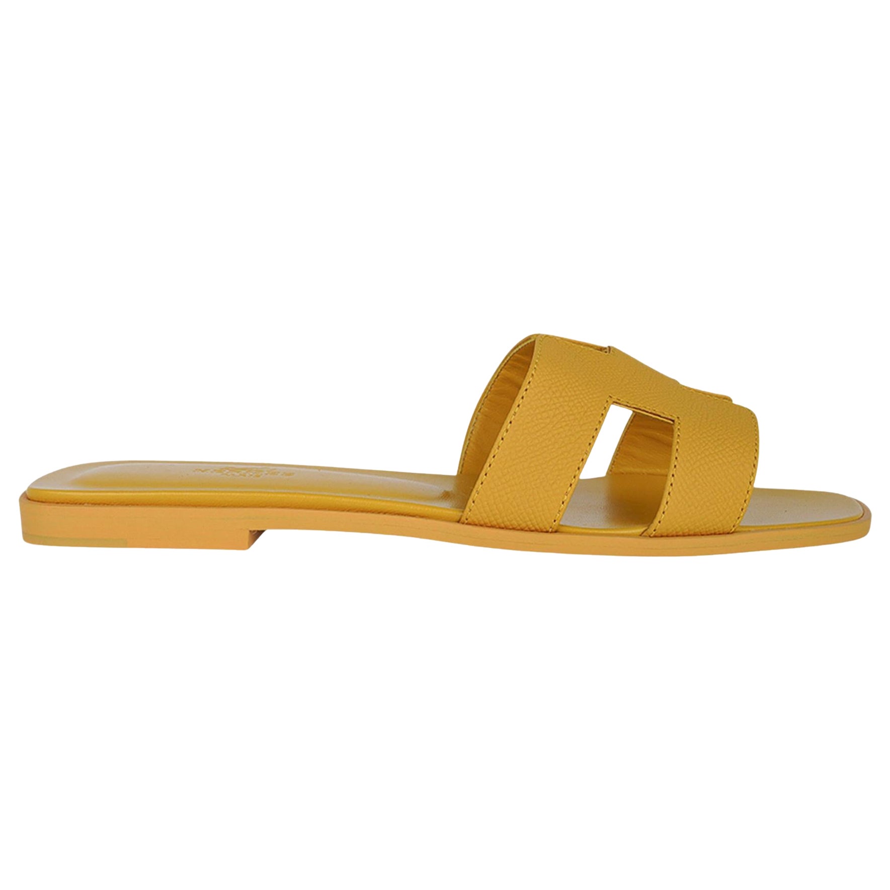 yellow hermes slippers