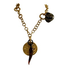 Isabel Canovas Vintage Gilt Escargot Charm Necklace 