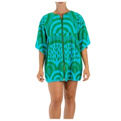 Duvet de plage en tissu de coton éponge bleu turquoise avec serviette, années 1960