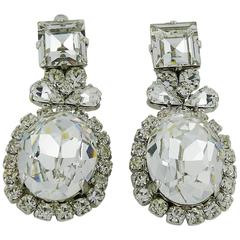 Christian Dior Vintage Diamante Dangling Earrings Mint 7
