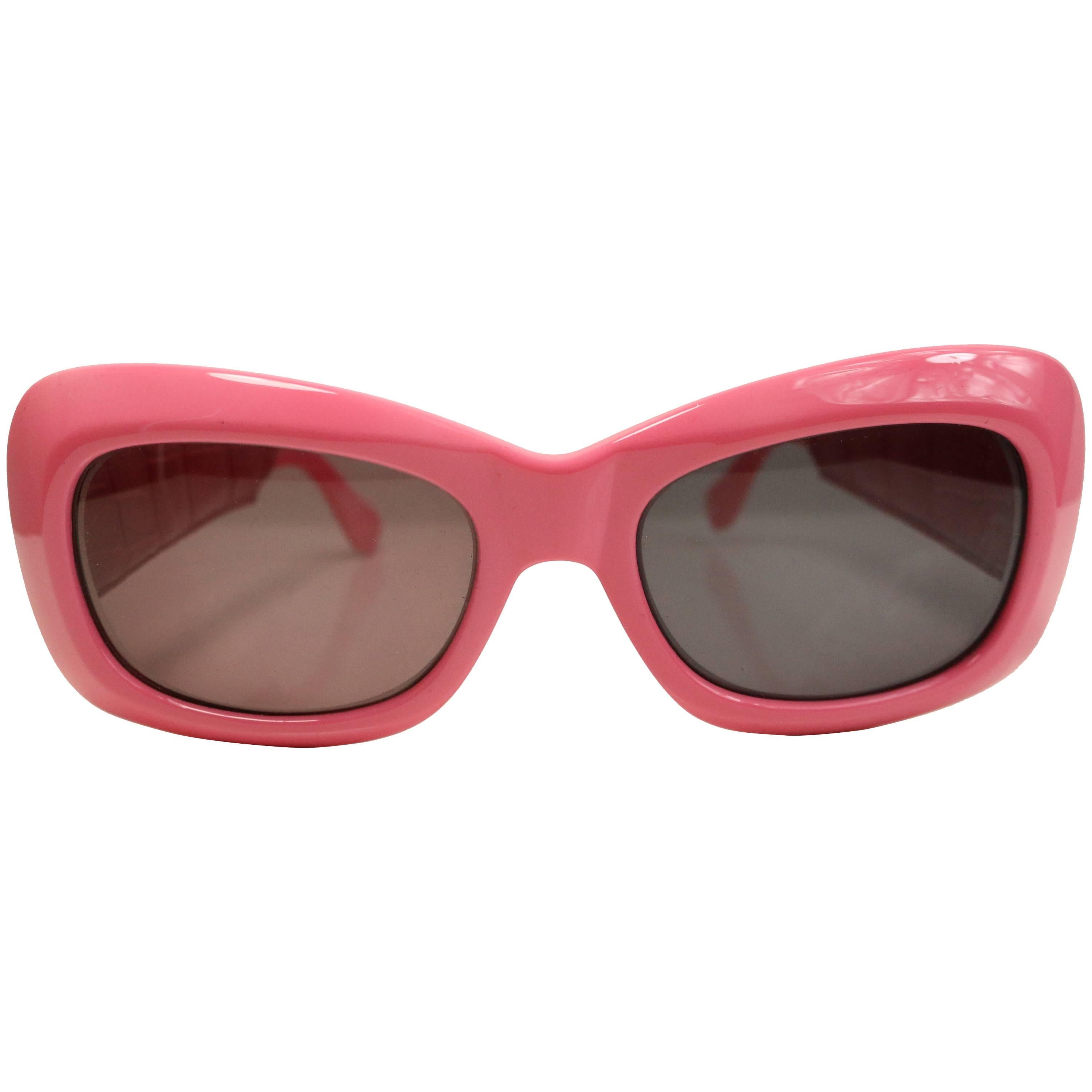 Gianni Versace Pink Croc Leather Sunglasses For Sale