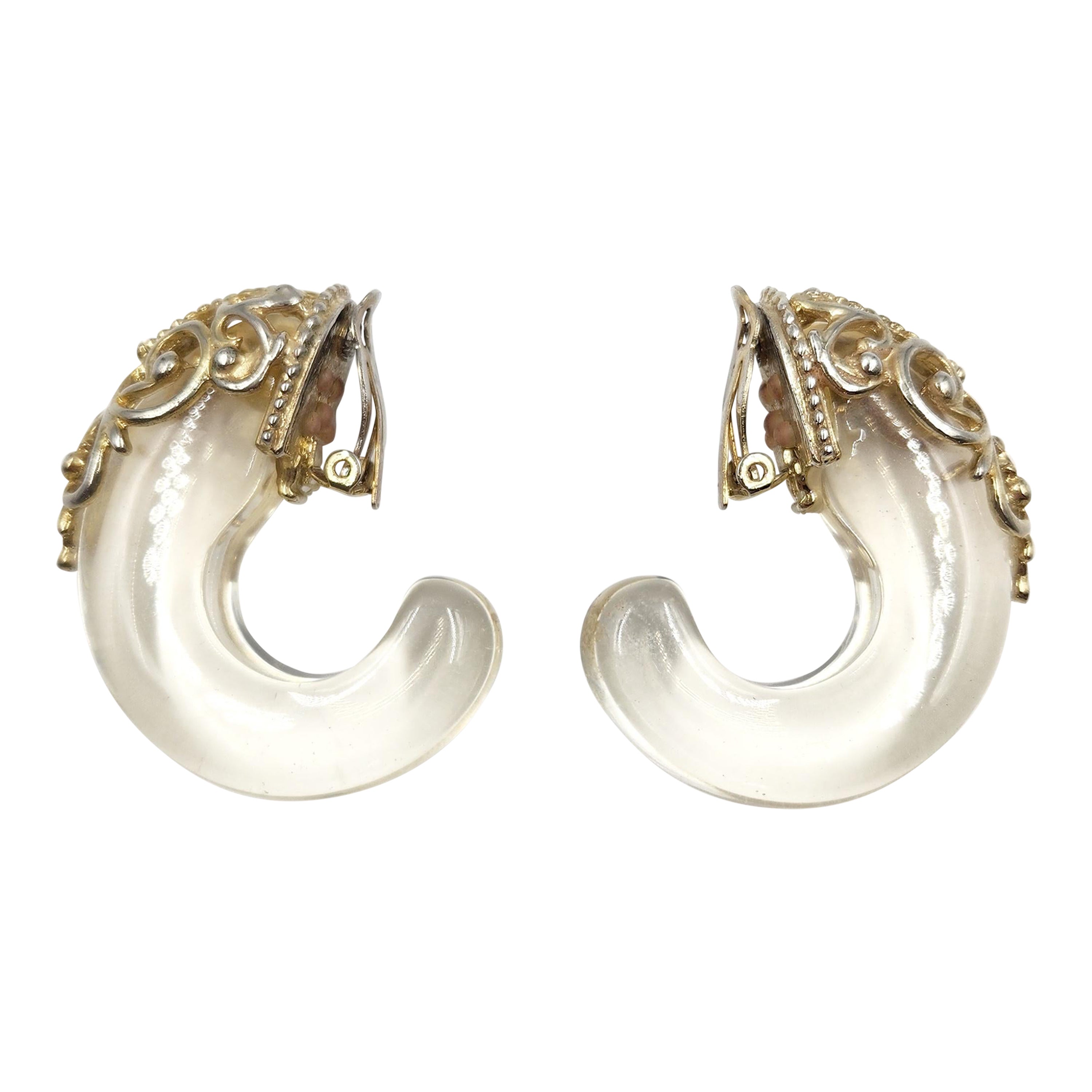 Vintage Silver Carved Pattern Hoop Earrings main image 1