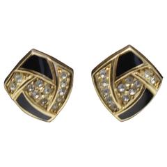 Vintage Christian Dior Gold Plated, Crystals and Emanel earrings 4