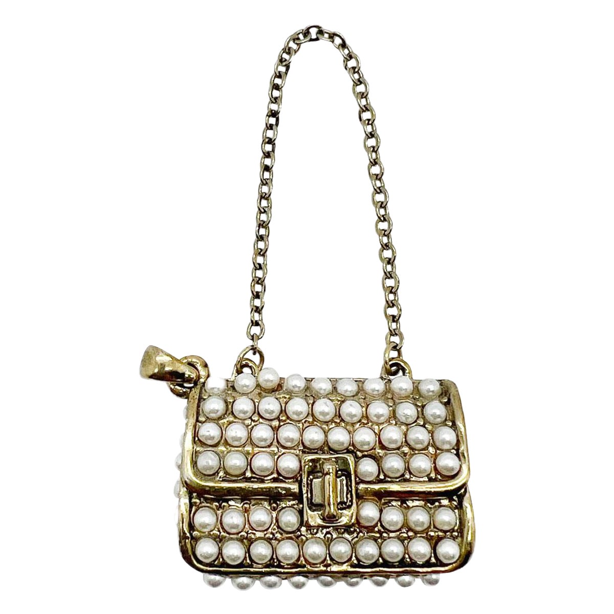 Pearl Encrusted Handbag Pendant 2000s For Sale