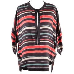 ISABEL MARANT ETOILE Multicolor STRIPED Textured Silk BLOUSE Top SIZE 40 11