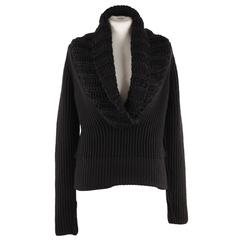 Gucci Vintage Black Virgin Wool Shawl Neck Sweater Jumper 