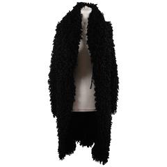 GIORGIO ARMANI BLACK LABEL Black Fluffly KNITTED COAT Double Breasted 2