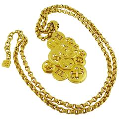 Karl Lagerfeld Vintage Sautoir Necklace with Iconic Button Pendant 11