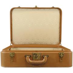 Hermes Vintage Leather and Canvas Suitcase 
