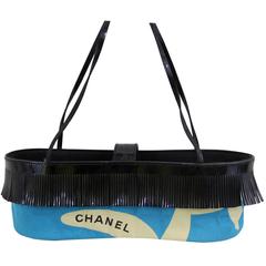 Rare Mini Chanel Canvas and Patented Black Leather Bag