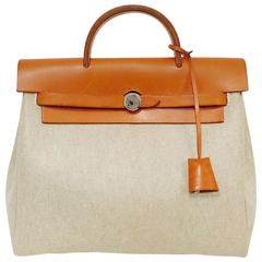 1998 Hermes Tan Toile and Leather Herbag PM - Two for One!