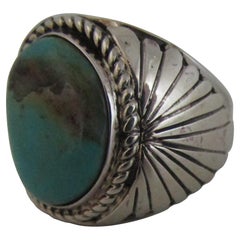 Vintage H Spencer Sterling Silver Royston Turquoise Ring Size 10