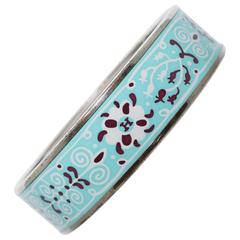 Hermes Paris Turquoise Enamel Bangle Size 70 Large 9