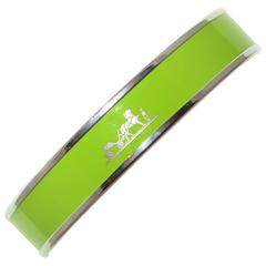 Hermes Paris Lime Green Enamel Bangle Bracelet Small